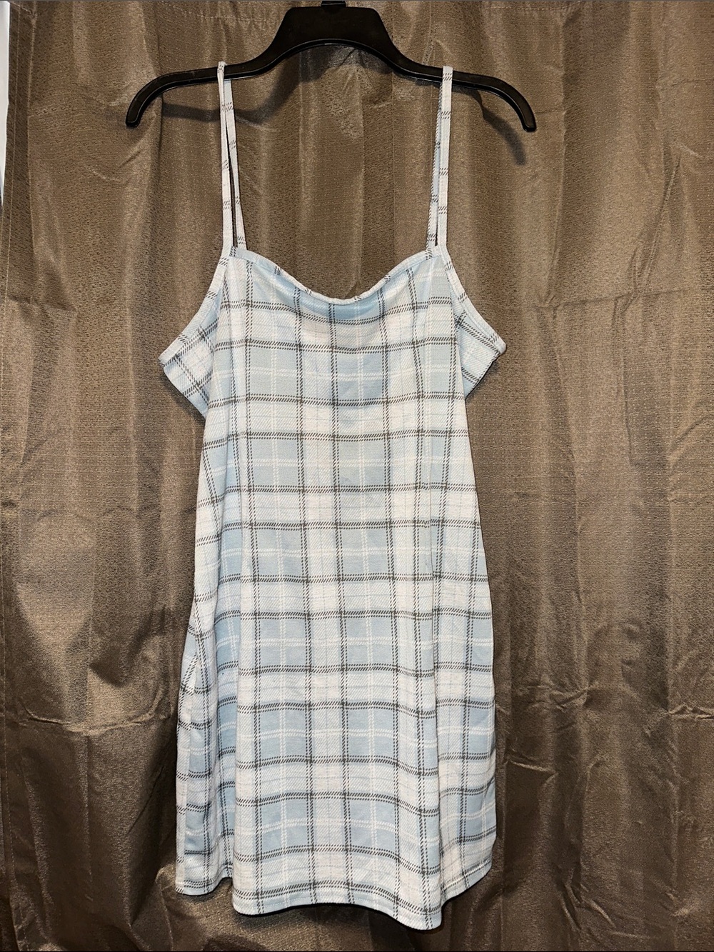 Light Blue Plaid Slip Dress - Women's Casual Summer Dress
